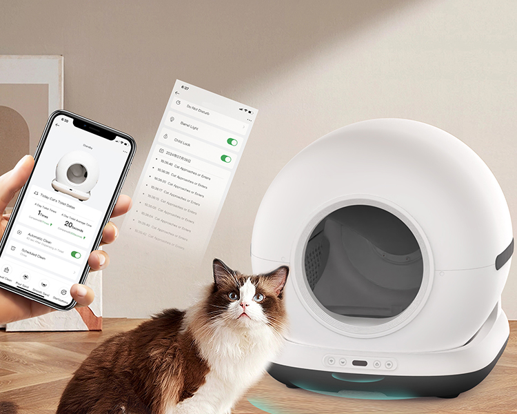 Smart WiFi Automatic Cat Litter Box with App Control for Remote Monitoring & Cleaning