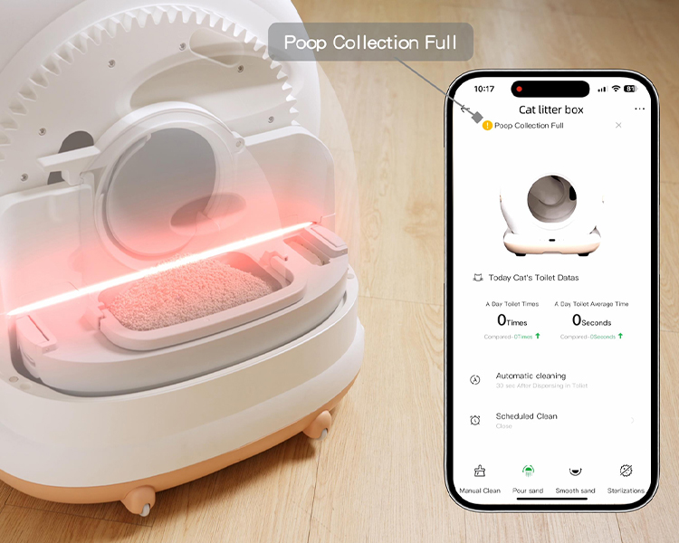 WiFi-Connected Smart Cat Litter Box with App Control & Waste Monitoring