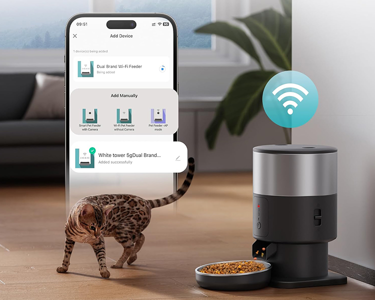 Dual-Band WiFi Automatic Cat Feeder – Remote Control via Smart App