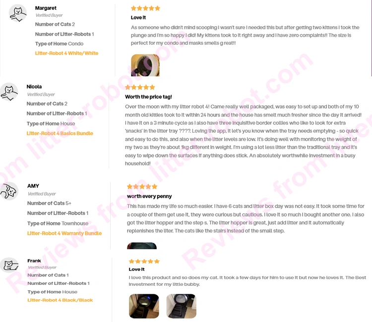 Reviews of litter robot 4 of Litter-Robot 4 vs PetSafe ScoopFree: Best Automatic Litter Boxes 2025 Litter-Robot 4 customer reviews highlight convenience and automation in the best automatic litter boxes comparison with PetSafe ScoopFree.