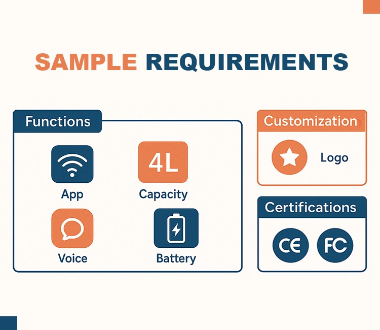 3 Sample Requirements of Automatic Cat Feeder Sample Orders: 5 Steps to Request & Evaluate Like a Pro Essential specifications to define for your Automatic Cat Feeder Sample