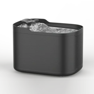Side perspective of Petrust®️ WF215-Cordless-Pet-Water-Fountain in matte black finish
