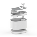 Disassembled parts of Petrust®️ WF215-Cordless-Pet-Water-Fountain in white for maintenance overview