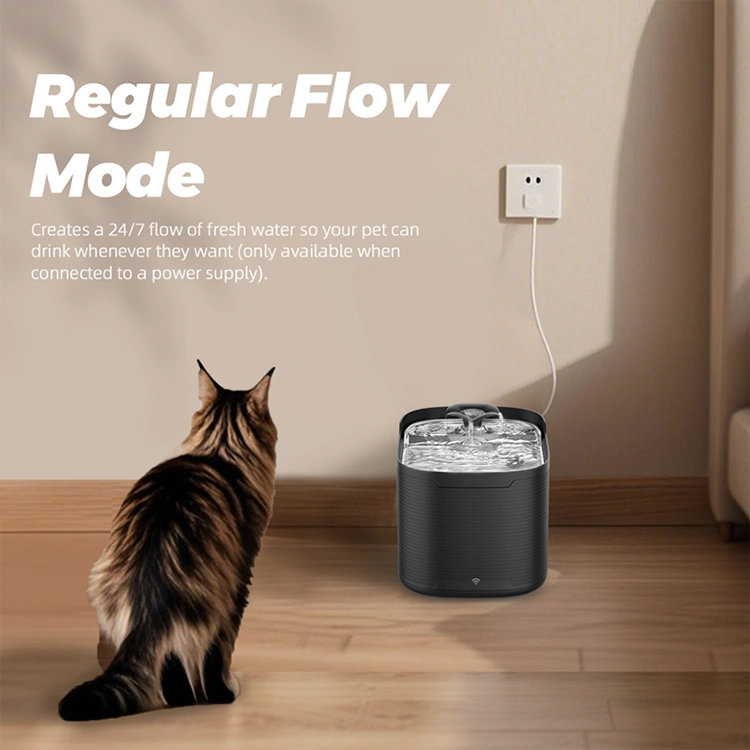 Petrust®️ WF315 Water outlet mode Regular flow mode of Petrust®️ WF315 Smart WiFi Pet Water Fountain Petrust®️ WF315 Smart WiFi Pet Water Fountain with 24/7 water flow in regular mode