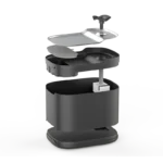 Exploded view of Petrust®️ WF215-Cordless-Pet-Water-Fountain in black showing component layers