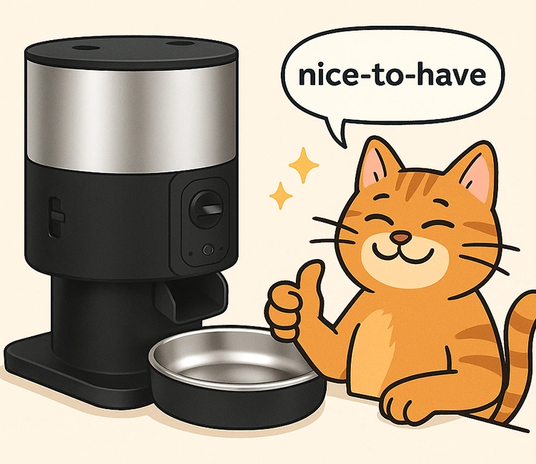 Smart pet product showing the advantage of automatic feeder in cat food dispenser vs automatic feeder debate