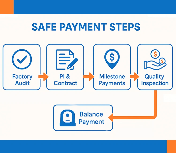 2 Safe Payment Steps of Pay Chinese Manufacturers Safely: 2025 Complete Guide for Automatic Pet Feeder Buyers Safe payment steps to Pay Chinese Manufacturers Safely for Automatic Pet Feeder procurement