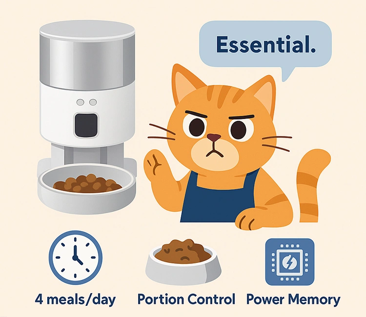 Features of the best automatic cat feeder include timed feeding and portion control.
