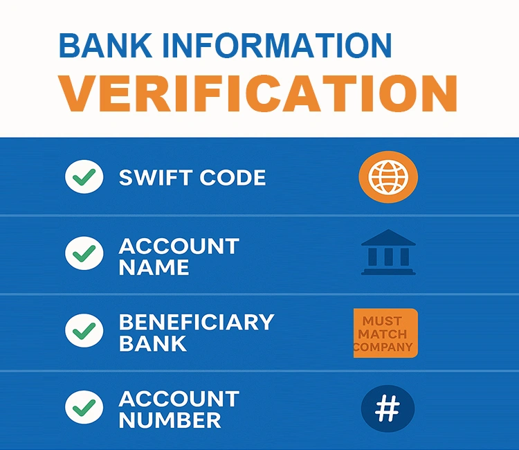 4 Bank information verification card of How to Pay Chinese Suppliers Safely for Automatic Litter Box Orders (2025 Guide) Bank verification steps to pay Chinese suppliers safely for automatic litter box orders