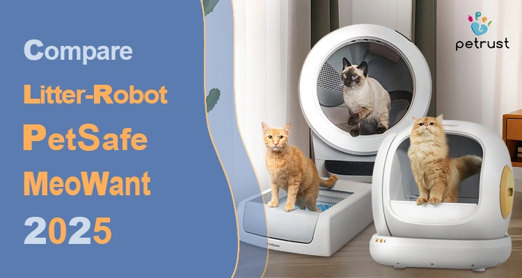 Litter-Robot vs PetSafe vs Meowant self-cleaning litter box comparison with cats using each unit