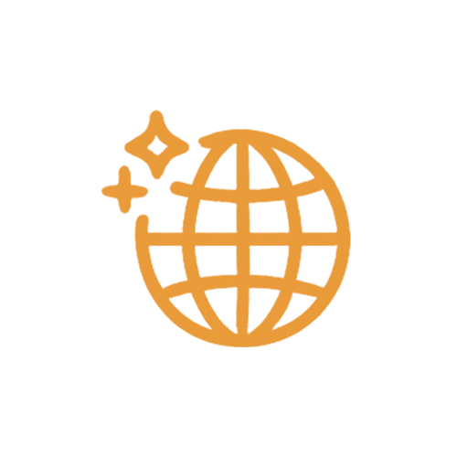 An icon of a globe with a dollar sign and sparkles, representing an OEM cat water fountain manufacturer certified for global markets.
