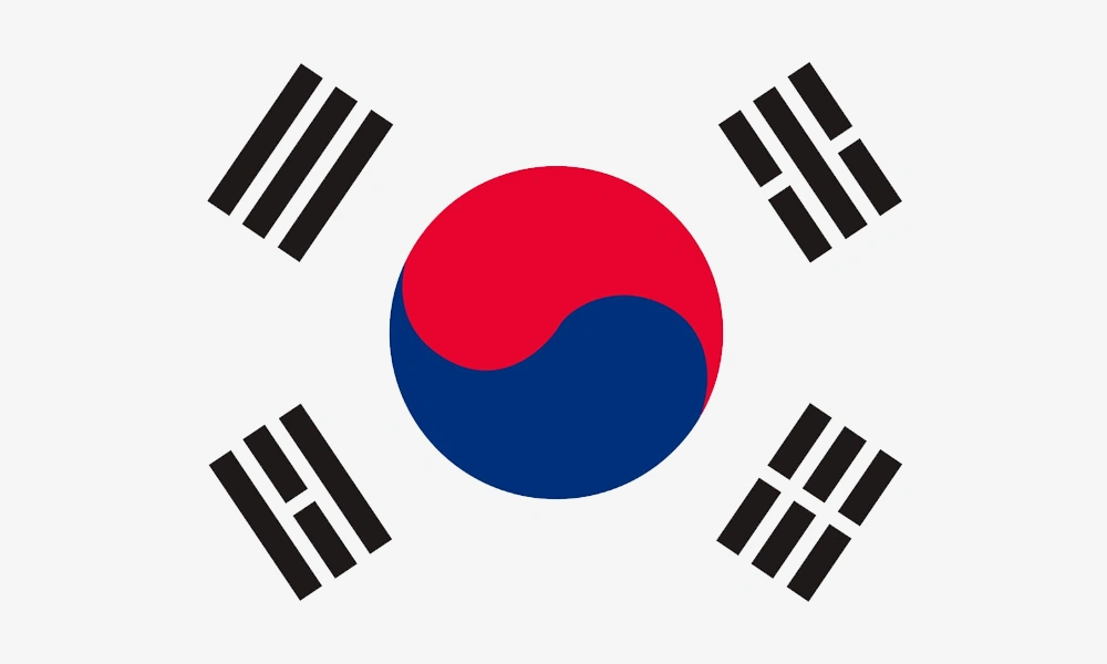 Korea of Smart Pet Product Manufacturers The flag of South Korea, featuring a white background, a central red and blue yin-yang symbol, and four black trigrams, symbolizing Smart Pet Product Manufacturers & Suppliers in Korea.