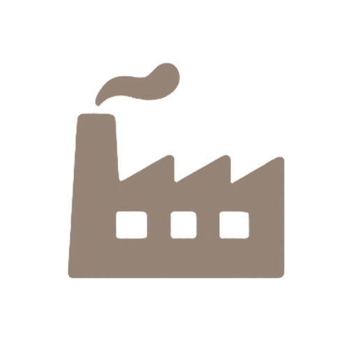 Factory Direct Manufacturing Advantage of Automatic Cat Water Fountain An icon of a factory building, representing the cost advantage of factory-direct manufacturing for the automatic cat water fountain.