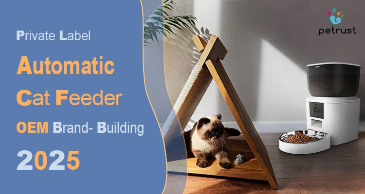 Private Label Automatic Cat Feeder 2025 Guide Factory Insights Proven Brand Building Tips for Importers of Private Label Automatic Cat Feeder (2025 Guide): Factory Insights & Proven Brand-Building Tips for Importers A kitten rests inside a wooden pet structure near a white and black automatic feeder, promoting a 2025 guide for private label automatic cat feeder brand building.