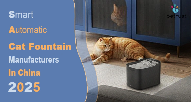 A relaxed ginger tabby cat rests beside a modern, black smart automatic cat water fountain, highlighting the advanced design from a reliable smart cat water fountain manufacturer in China.