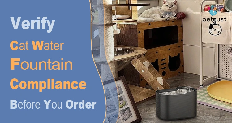 A modern pet-friendly living area featuring an automatic water fountain and a white cat, highlighting the importance of sourcing from CE certified cat water fountain manufacturers for guaranteed safety.