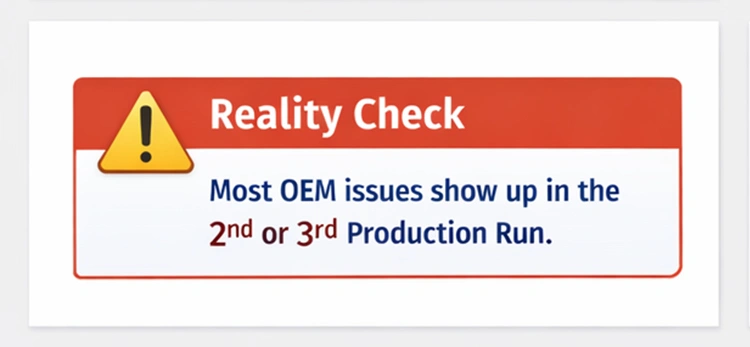 An industry reality check warning about when common OEM manufacturing mistakes are most likely to surface.