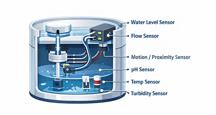 A cross-section view of internal sensors, a key element in high-tech smart pet fountain manufacturing trends.