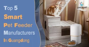 Top 5 Smart Pet Feeder Manufacturers in Guangdong of Home A white automatic cat feeder by Petrust, a leading choice among smart pet feeder manufacturers in Guangdong for high-quality pet tech solutions.