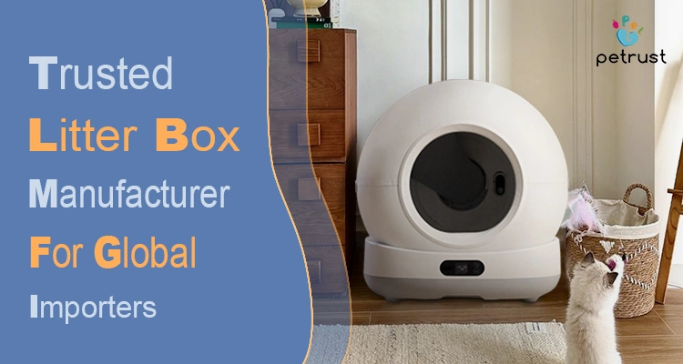 A high-quality automatic self-cleaning cat litter box showcased by a trusted litter box manufacturer to demonstrate premium OEM solutions for global importers.