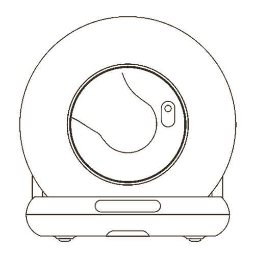 A professional line-drawing icon of a spherical self-cleaning cat litter box, available through the OEM&ODM Smart Pet Products Manufacturer - Petrust® Home Page.