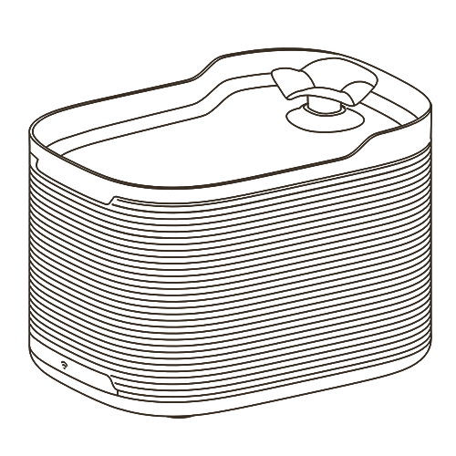 A technical line-art icon of a sleek, modern automatic water dispenser from the OEM&ODM Smart Pet Products Manufacturer - Petrust® Home Page.