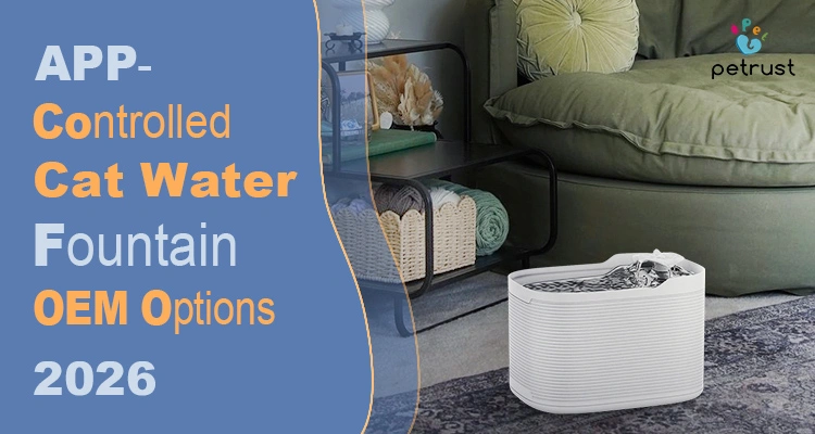 App Controlled Cat Water Fountain OEM Options of App-Controlled Cat Water Fountain OEM Options (2026): Custom App, Hardware & System Solutions Explained A modern black pet water dispenser in a minimalist living room, highlighting the high-quality app-controlled cat water fountain OEM options available for global pet brands.