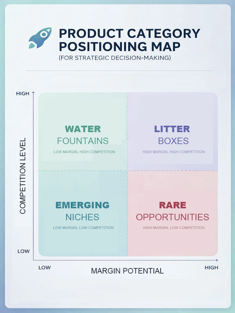 Product Category Positioning Map of Smart Pet Market Size & Forecast (2025–2030): Growth, Trends & Opportunities Smart pet market size analysis with product category positioning map showing margin potential competition level and niche opportunities
