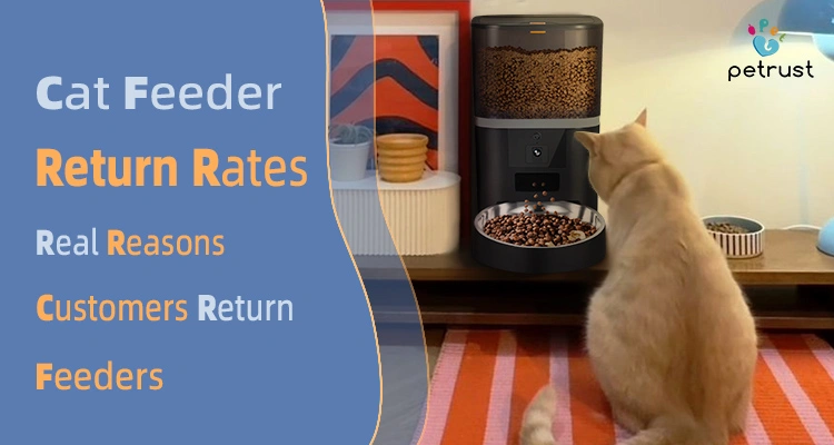 Cat feeder return rate analysis showing automatic cat feeder quality issues customer complaints and smart pet feeder reliability factors