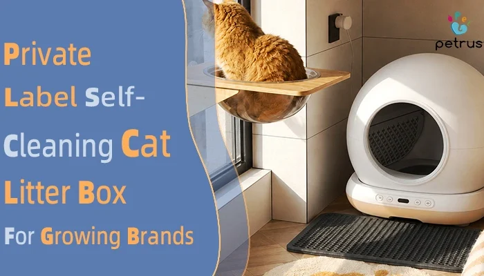 Private label self-cleaning cat litter box for growing brands featuring OEM manufacturing, custom branding, and smart cat litter box solutions