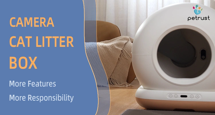 Camera cat litter box with built-in 1080P camera for remote pet monitoring, self-cleaning litter box, smart pet care, and OEM product development